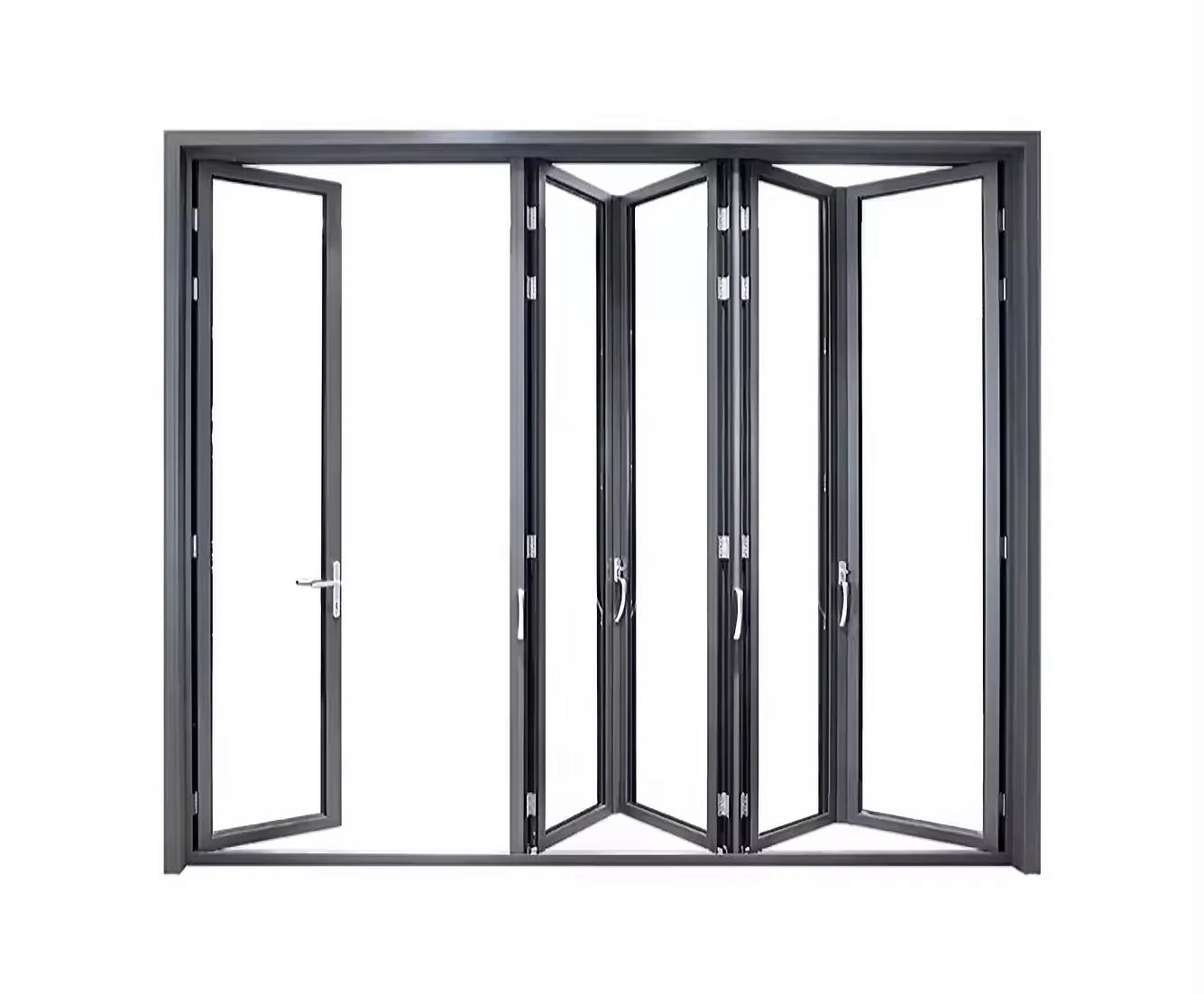 Artemis bifold door — 5-panel system fully open