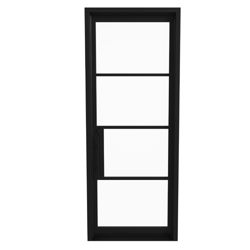 Modern 4-lite single aluminum entry door installation in The Woodlands Houston