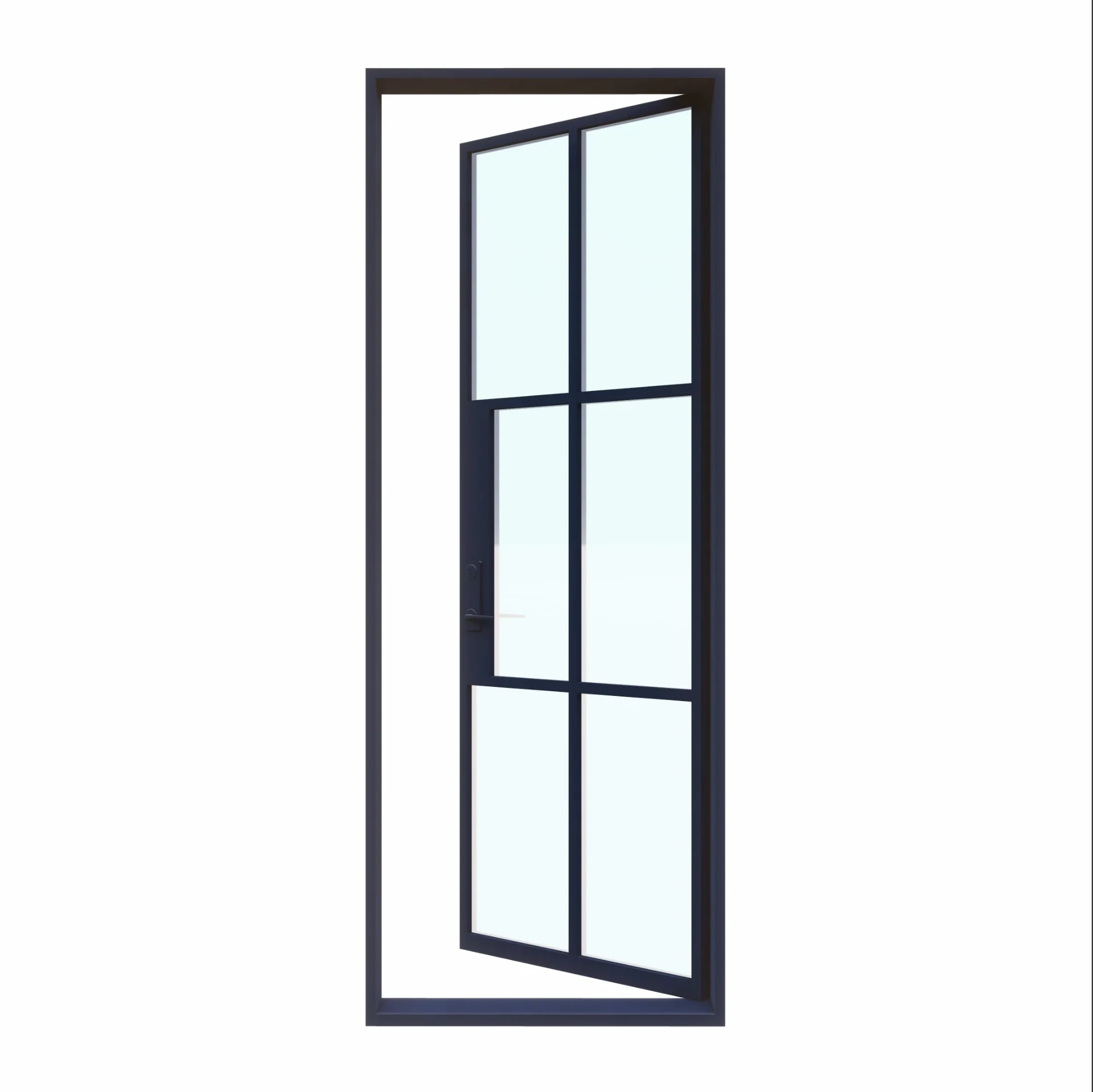 Loft-style 6-lite aluminum entry door installation in The Heights Houston