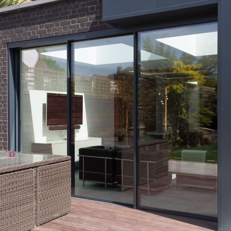 Pocket glass door open position — exterior view