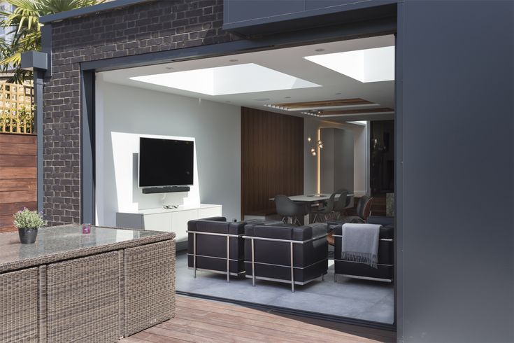 Pocket glass door wide opening with outdoor living