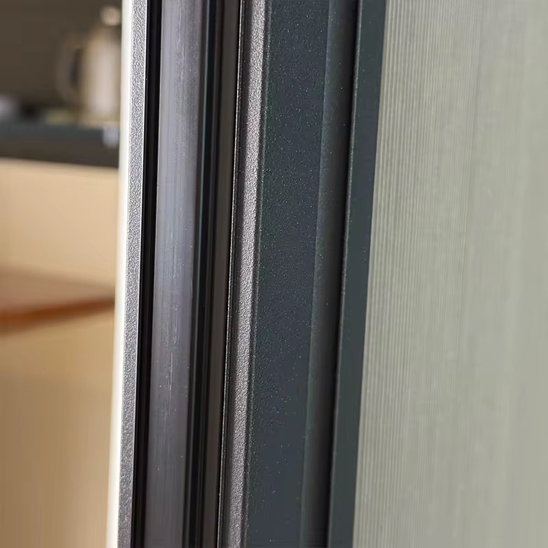 Retractable screen aluminum frame close-up